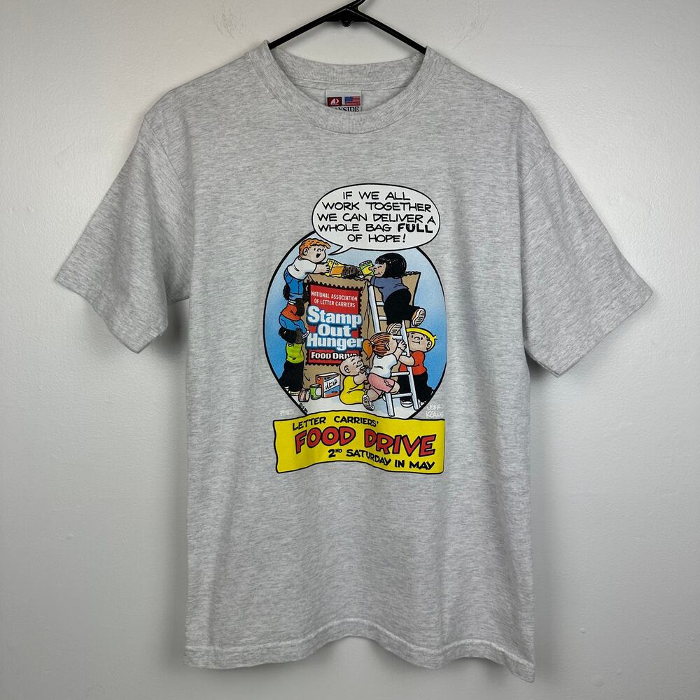 Vintage Bayside Heavyweight Family Circus Food Drive Heather Gray T-Shirt Medium